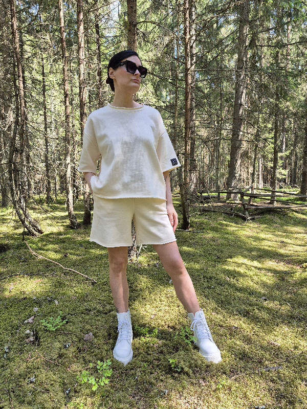 Džemperis trumpomis rankovėmis +šortai /Antique White